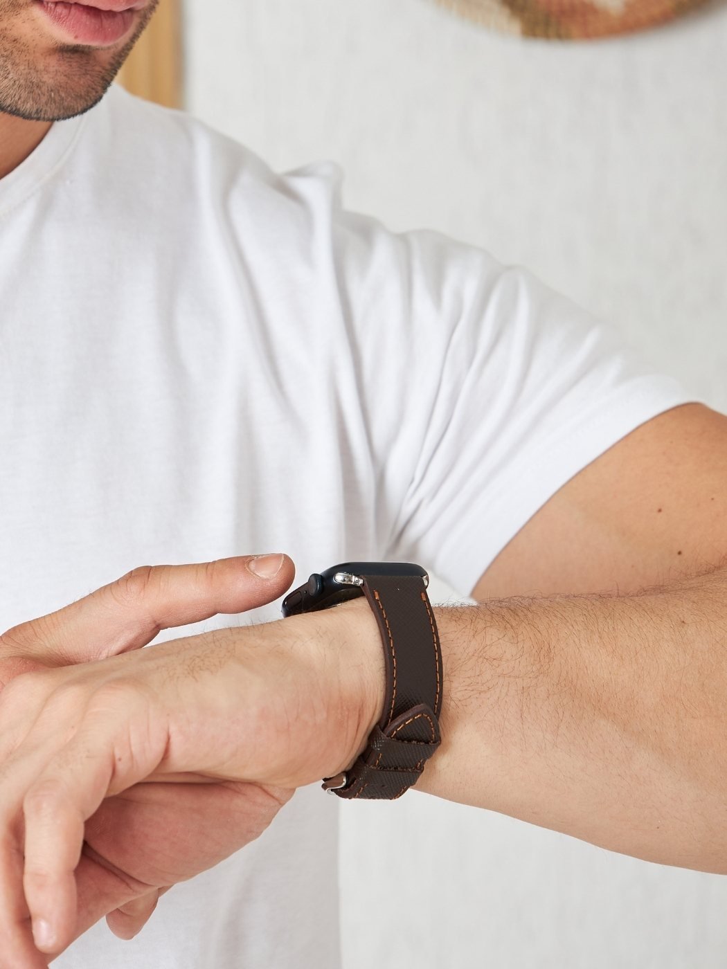 VegTan Black Leather Apple Watch Strap  99percenthandmade   