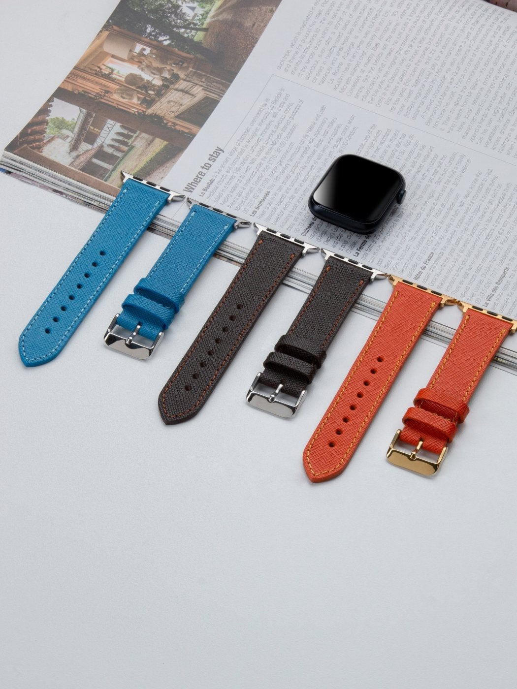 VegTan Blue Leather Apple Watch Strap  99percenthandmade   