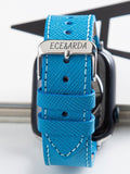 VegTan Blue Leather Apple Watch Strap  99percenthandmade   