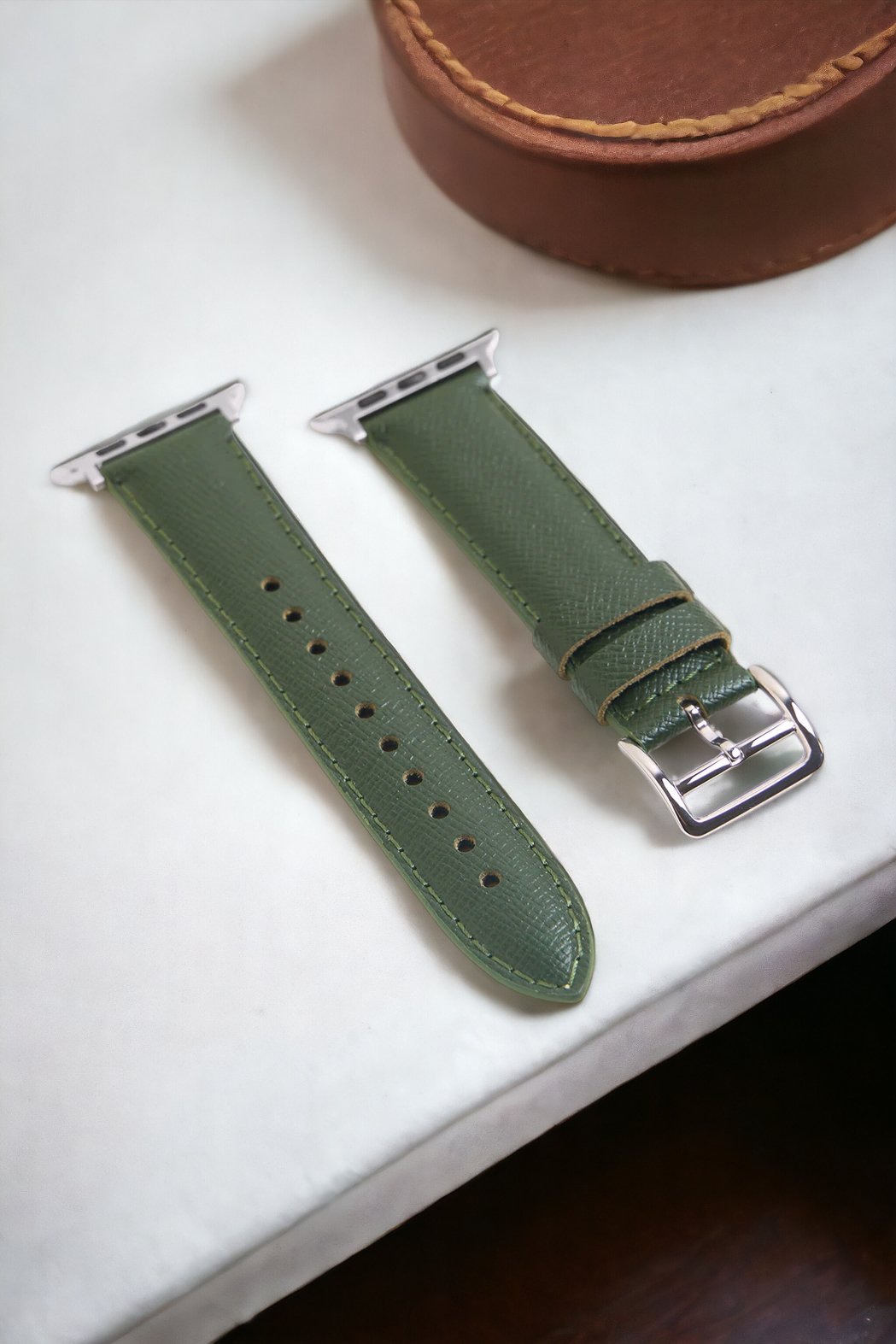 VegTan Green Leather Apple Watch Strap  99percenthandmade   