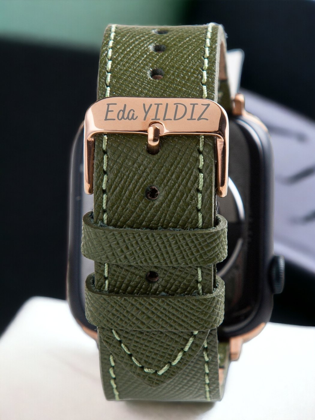 VegTan Green Leather Apple Watch Strap  99percenthandmade   