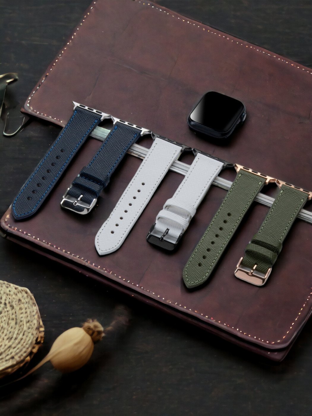 VegTan Green Leather Apple Watch Strap  99percenthandmade   