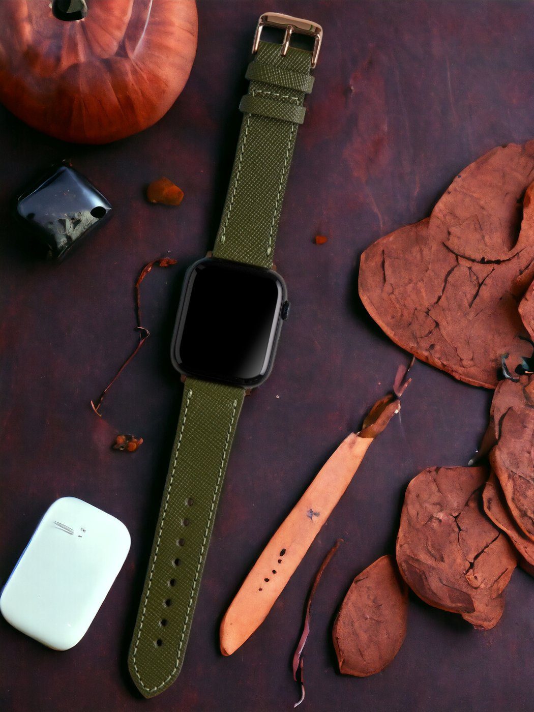 VegTan Green Leather Apple Watch Strap  99percenthandmade   