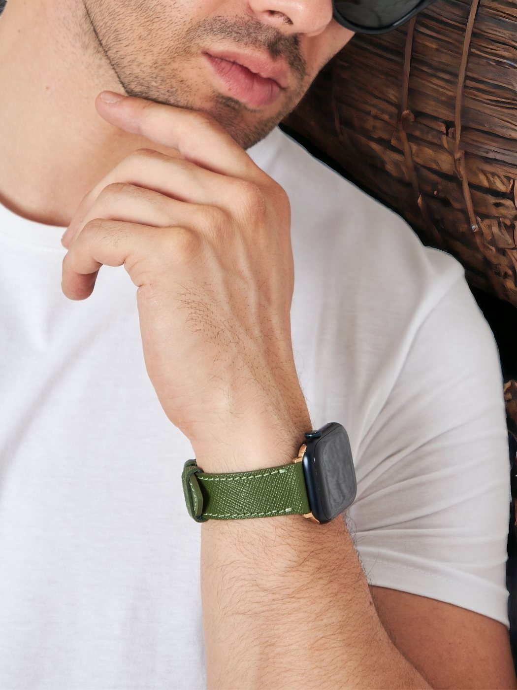 VegTan Green Leather Apple Watch Strap  99percenthandmade   