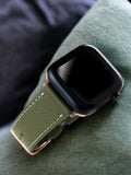 VegTan Green Leather Apple Watch Strap  99percenthandmade   