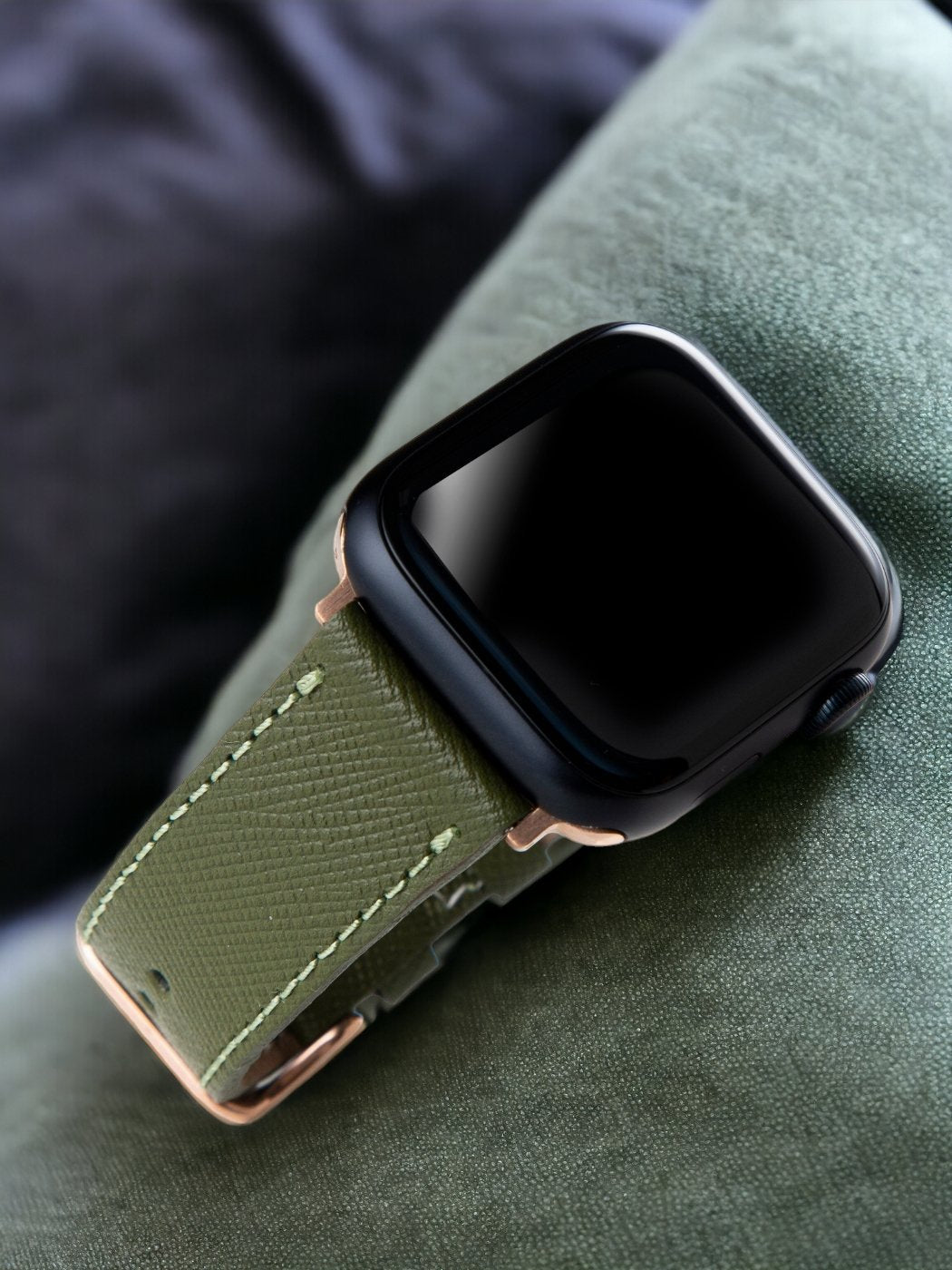 VegTan Green Leather Apple Watch Strap  99percenthandmade   