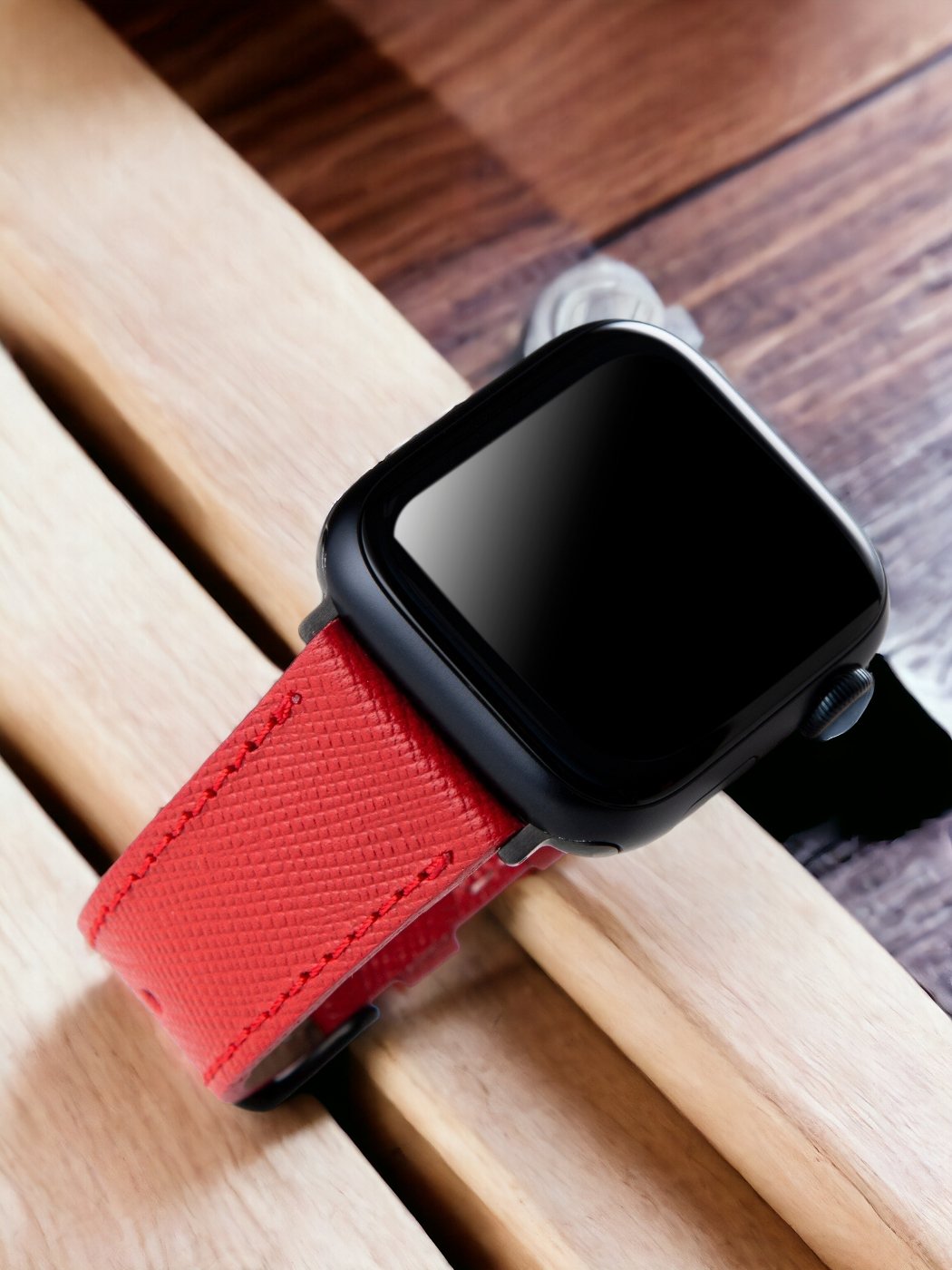 VegTan Red Leather Apple Watch Strap  99percenthandmade   