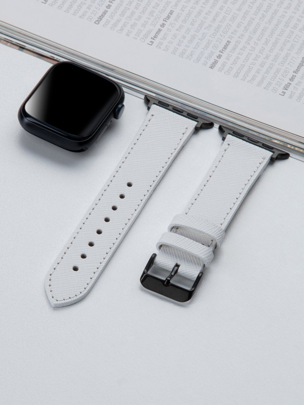 VegTan White Leather Apple Watch Strap  99percenthandmade   