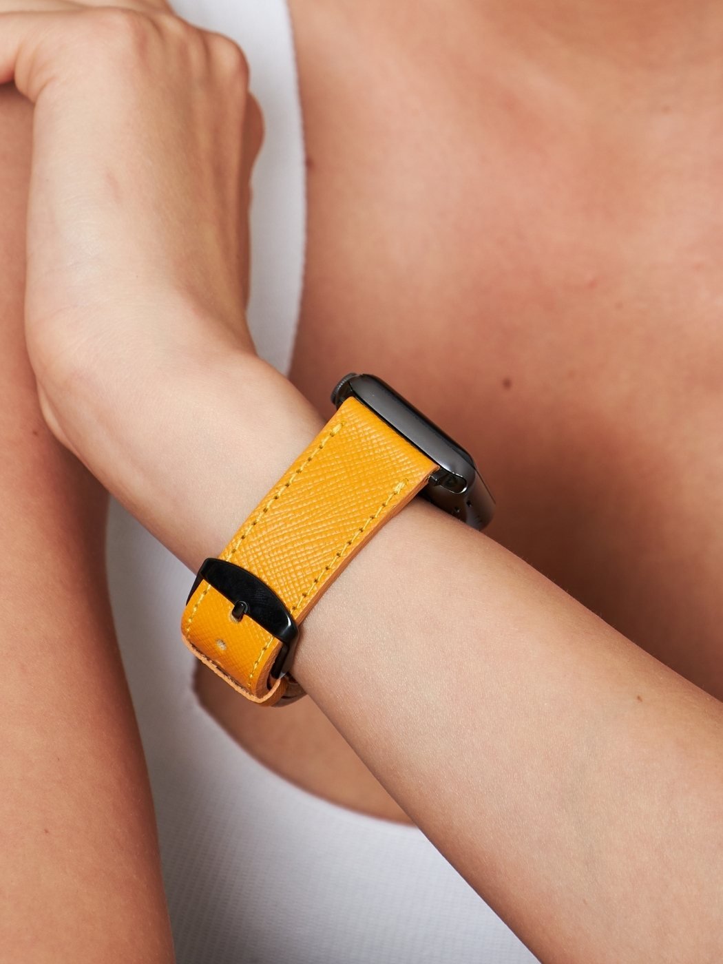 VegTan Yellow Leather Apple Watch Strap  99percenthandmade   