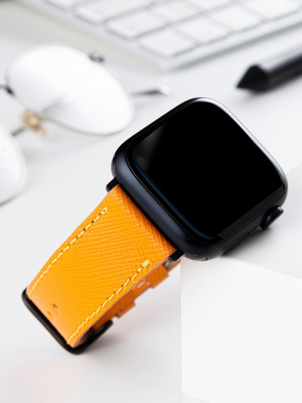 VegTan Yellow Leather Apple Watch Strap  99percenthandmade   
