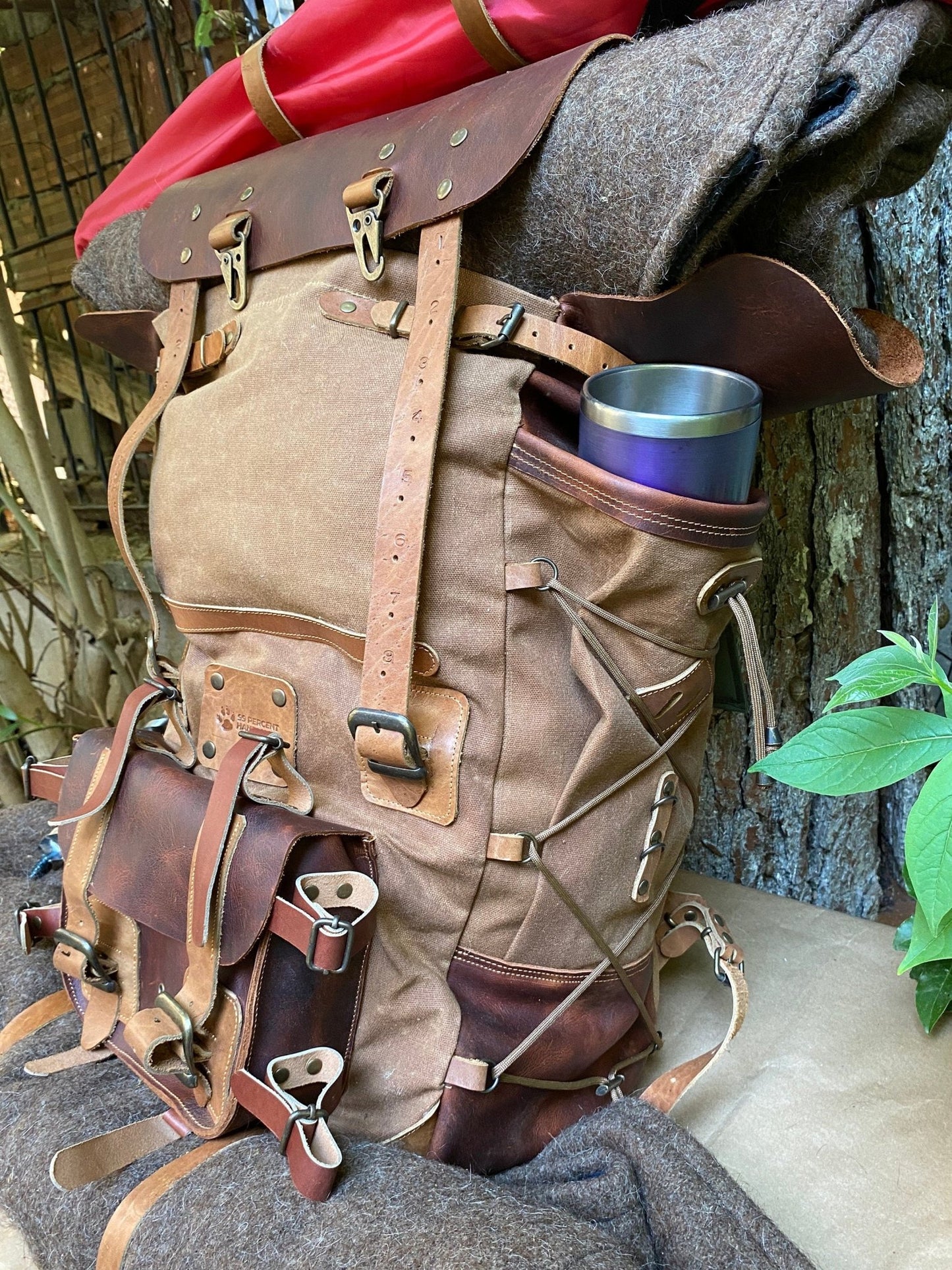 Vintage Leather Backpack | Bag | Waxed Canvas Backpack | Handmade Daypack - Travel - Camping- Hiking- Bushcraft | Rucksack | Personalization bushcraft - camping - hiking backpack 99percenthandmade   