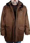 Waxed Canvas Leather and Fur  Long Coat | Tailored to Your Size | Brown | Green | removable hood  99percenthandmade   