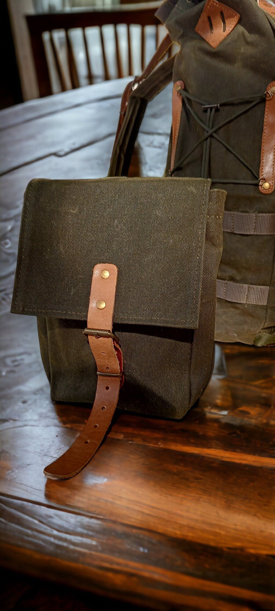 Waxed Canvas Leather Backpack | Detachable pouches suitable for your belt | 50 L | Daily Use | Bushcraft, Travel, Camping, Hunting, Fishing  99percenthandmade   