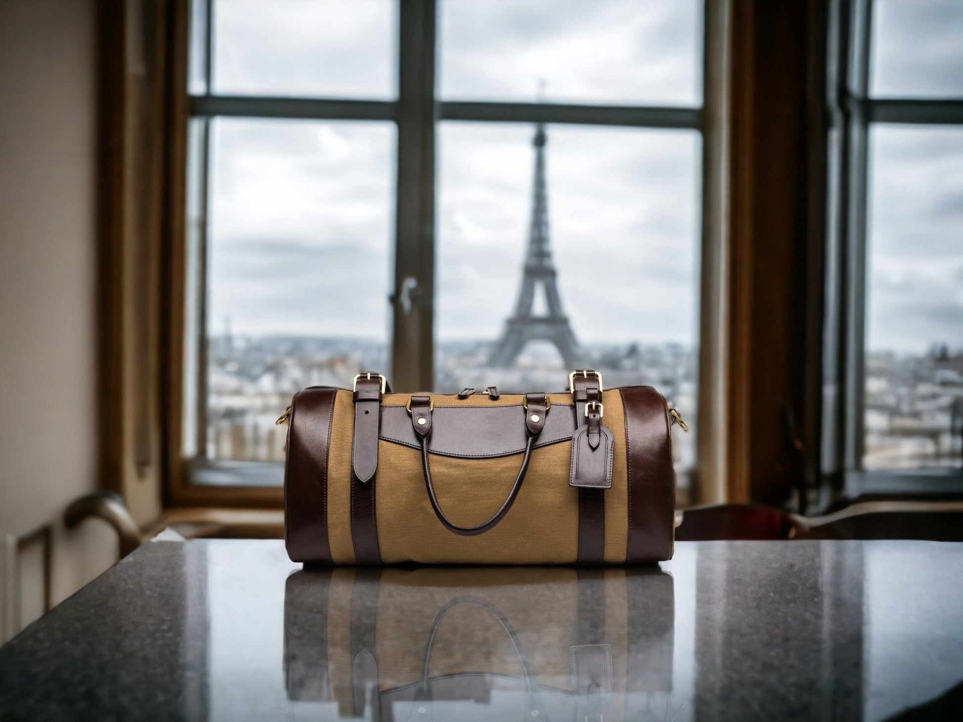 Weekend Bag | Canvas - Dark Brown Leather | Duffle Bag | Handmade Duffle Bag  | Travel | Leather Bag | Duffle Purse Crossbody | Limited  99percenthandmade   