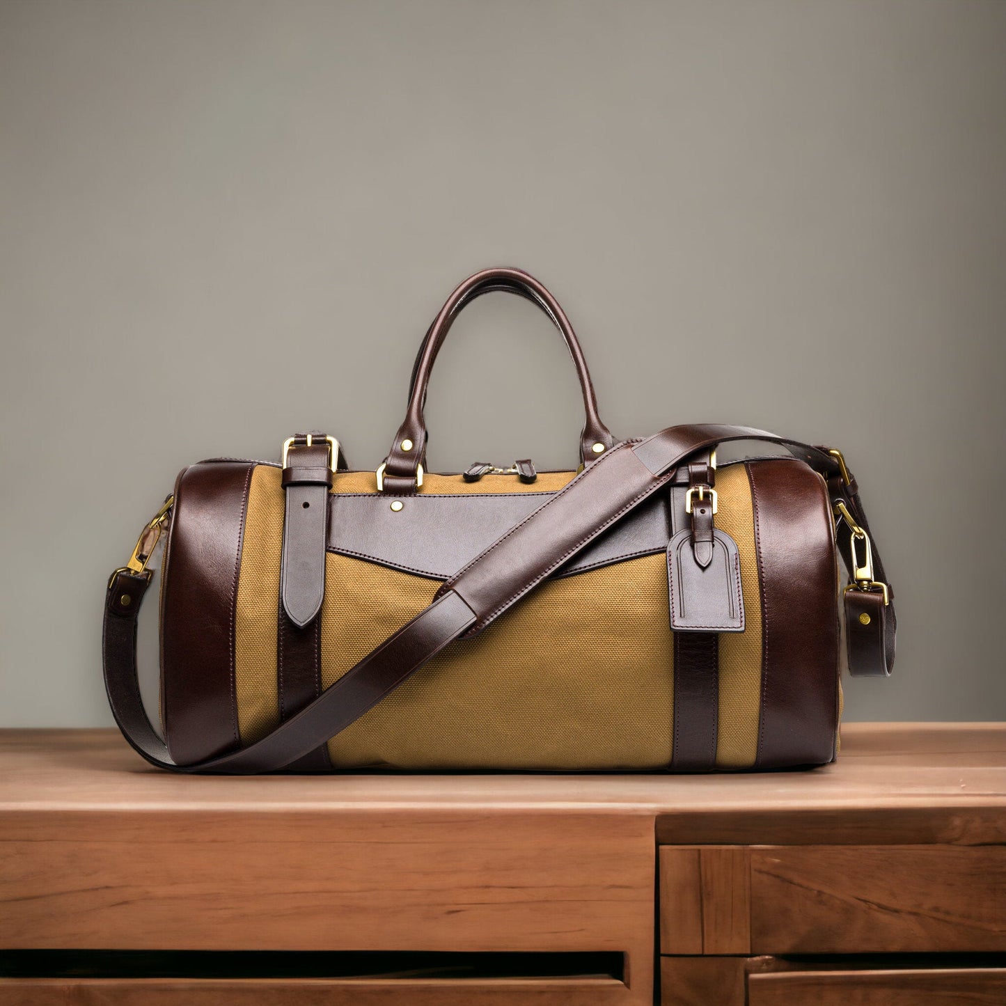 Weekend Bag | Canvas - Dark Brown Leather | Duffle Bag | Handmade Duffle Bag  | Travel | Leather Bag | Duffle Purse Crossbody | Limited  99percenthandmade   