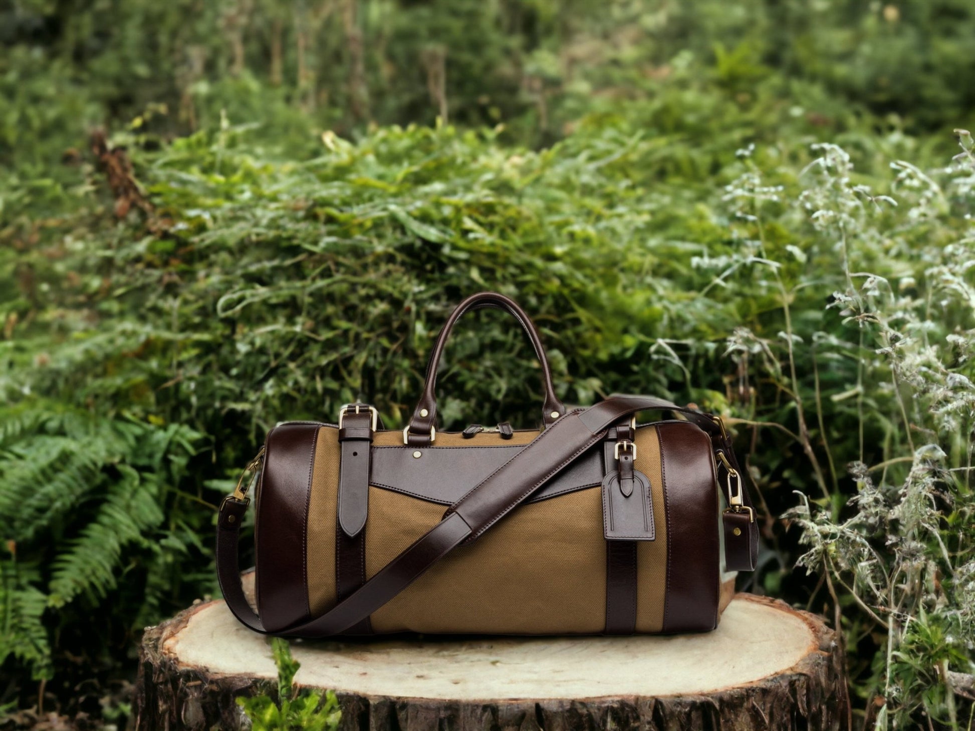 Weekend Bag | Canvas - Dark Brown Leather | Duffle Bag | Handmade Duffle Bag  | Travel | Leather Bag | Duffle Purse Crossbody | Limited  99percenthandmade   