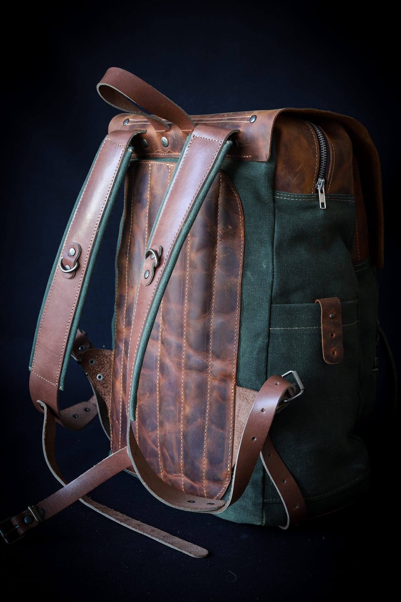 With Zipper | Handmade | Hiking Backpack | Daypack |  Custom | Leather | Canvas | Bushcraft Backpack | Camping Backpack | Bag | Rucksack  99percenthandmade   